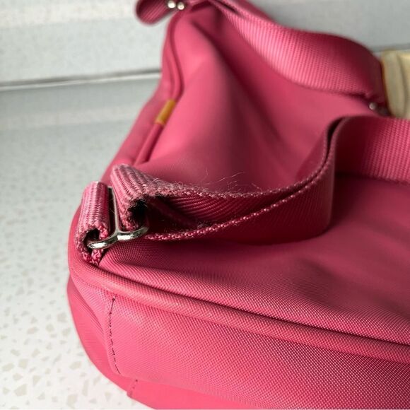 Jon Hart Pink Coated Canvas Genuine Leather Backpack Monogram Initials - Picture 14 of 15